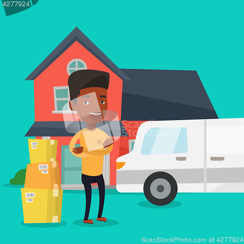 Image of Man moving to house vector illustration.