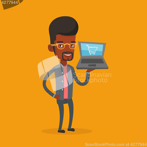 Image of Man shopping online vector illustration.