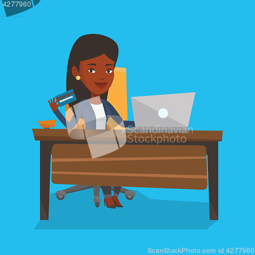 Image of Woman shopping online vector illustration.