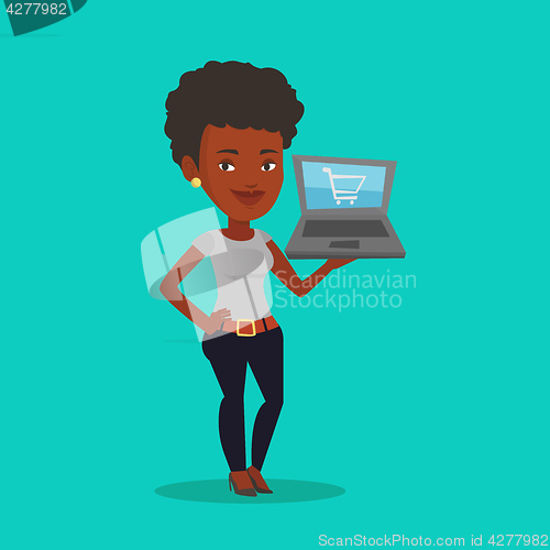 Image of Woman shopping online vector illustration.