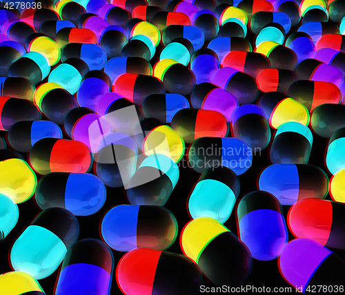 Image of Tablets background. 3D illustration. Anaglyph. View with red/cya