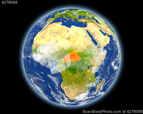 Image of Central Africa in red from space