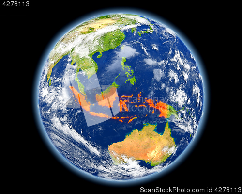 Image of Indonesia in red from space