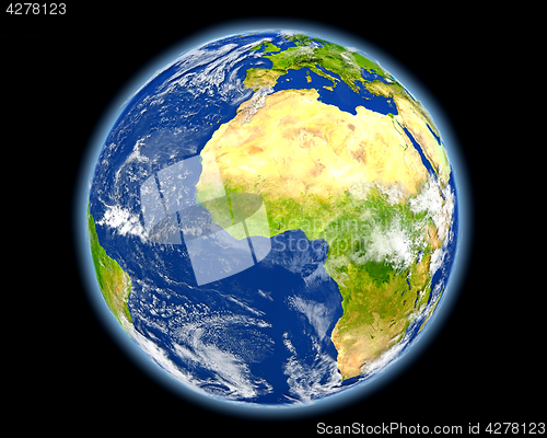 Image of Ghana in red from space