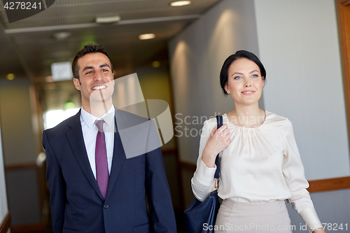 Image of business team at office or hotel corridor