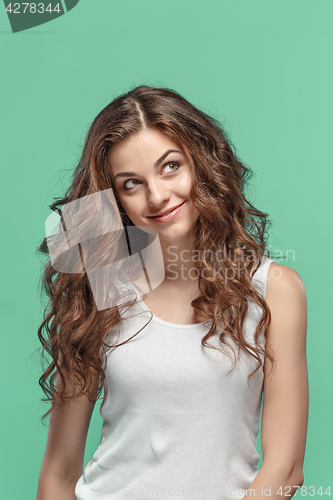 Image of The young woman\'s portrait with happy emotions