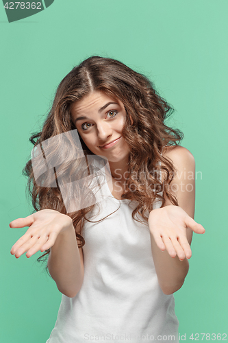 Image of The young woman\'s portrait with happy emotions