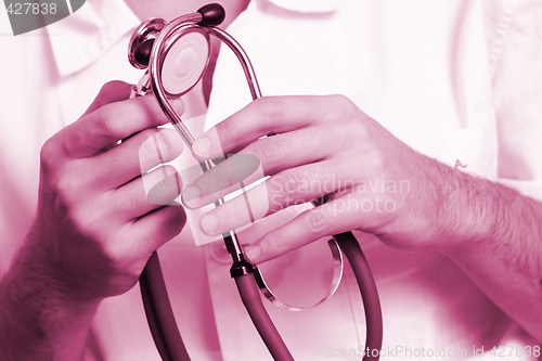 Image of Portrait of a young doctor with stethoscope.