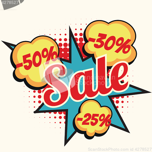 Image of sale 50 30 25 percent discount comic book word