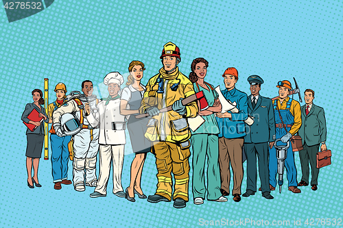 Image of Fireman doctor Secretary astronaut Builder chef pilot miner and 