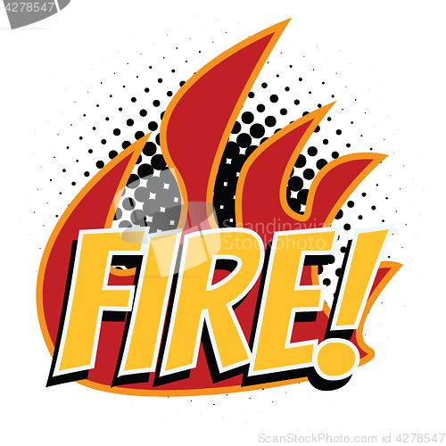 Image of fire word pop art style