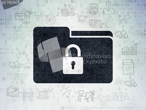 Image of Business concept: Folder With Lock on Digital Data Paper background