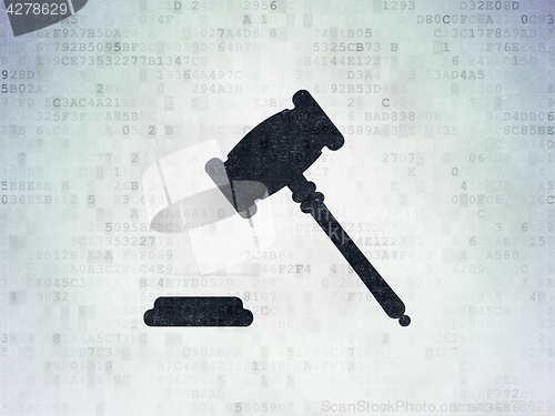 Image of Law concept: Gavel on Digital Data Paper background