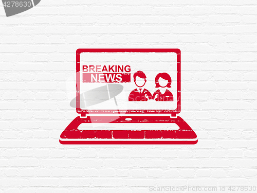 Image of News concept: Breaking News On Laptop on wall background