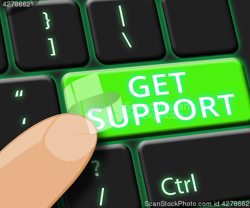 Image of Get Support Key Shows Online Assistance 3d Illustration