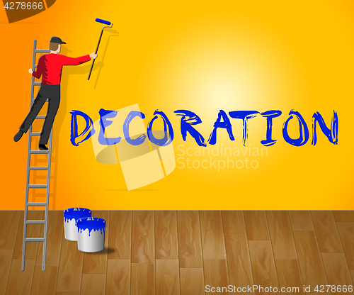 Image of Home Decoration Shows House Painting 3d Illustration