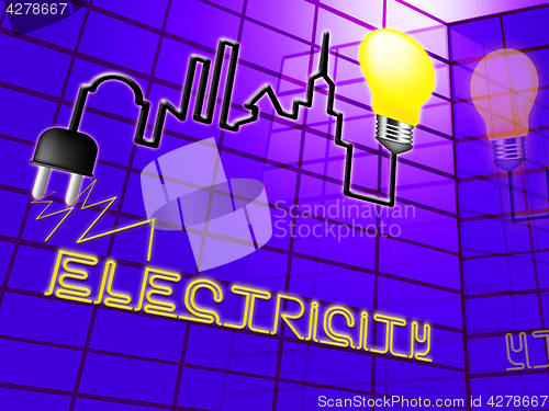 Image of Electricity Light Bulb Means Power Source 3d Illustration