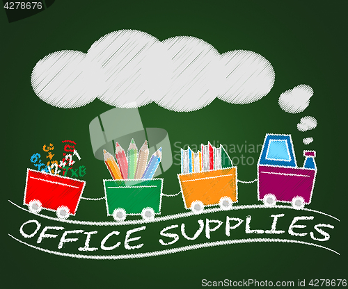 Image of Office Supplies Means Company Materials 3d Illustration