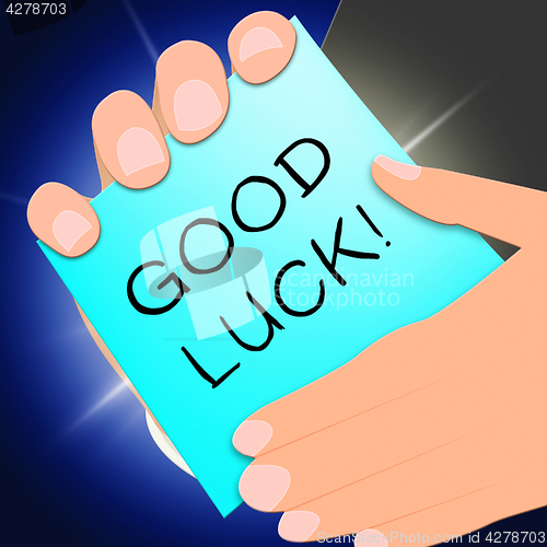 Image of Good Luck Message Shows Fortune 3d Illustration