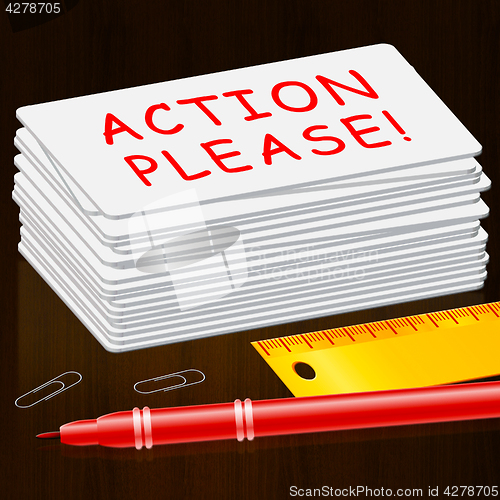 Image of Action Please Message Shows Doing 3d Illustration