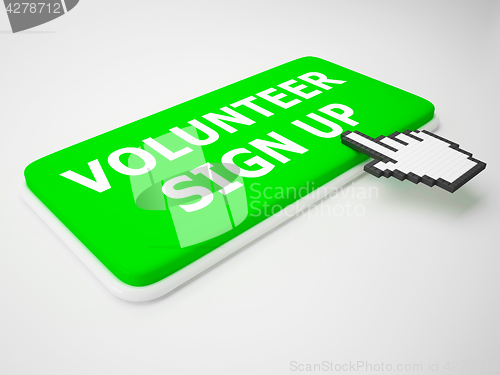 Image of Volunteer Sign Up Showing Register 3d Rendering