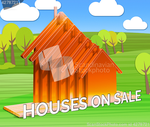 Image of Houses On Sale Means Sell House 3d Illustration