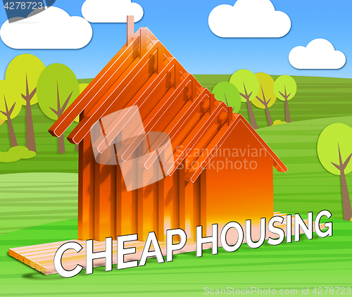 Image of Cheap Housing Shows Real Estate 3d Illustration