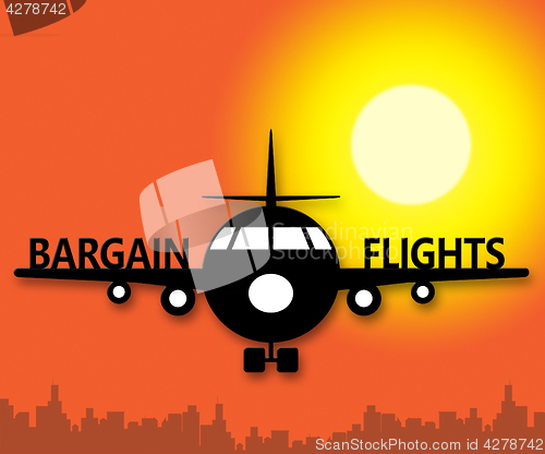 Image of Bargain Flights Representings Flight Sale 3d Illustration