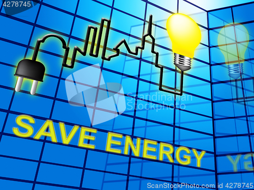 Image of Save Energy Shows Reduce Electric 3d Rendering