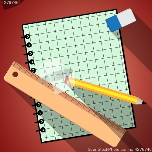 Image of Blank Notebook With Copyspace Represents Empty 3d Illustration