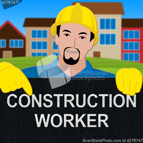 Image of Construction Worker Showing Building Laborer 3d Illustration