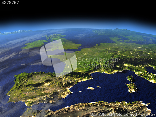 Image of Evening above Iberia from space