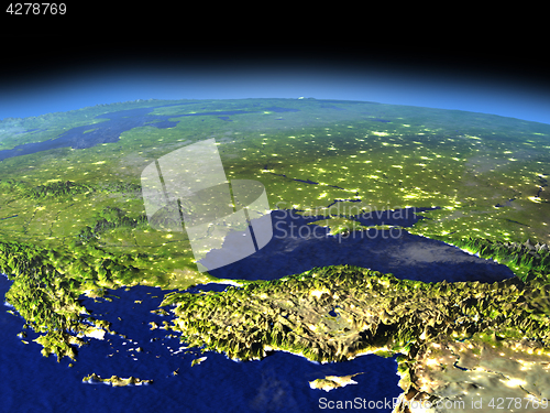 Image of Evening above Turkey and Black sea region from space