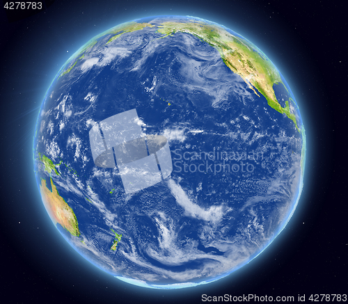 Image of Pacific Ocean from space