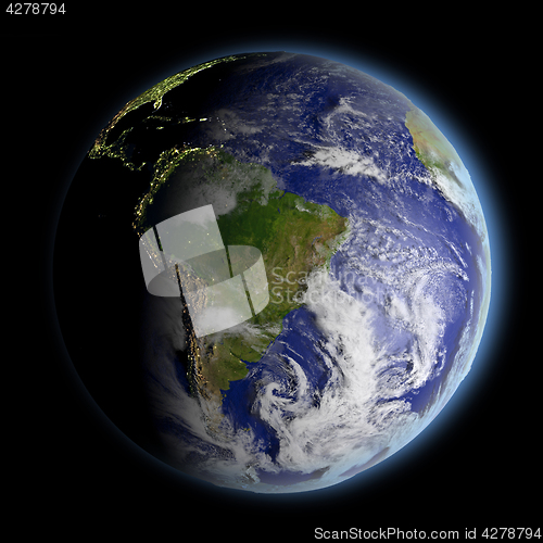 Image of South America from space