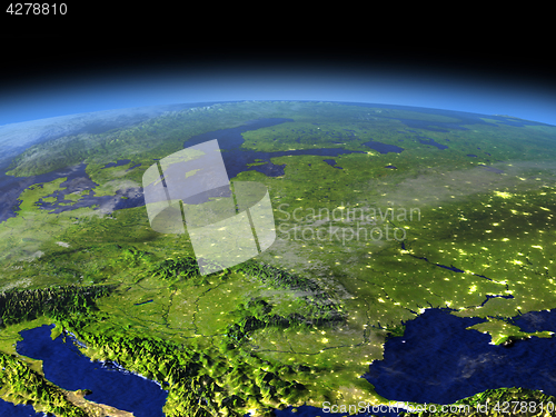 Image of Evening above Eastern Europe from space