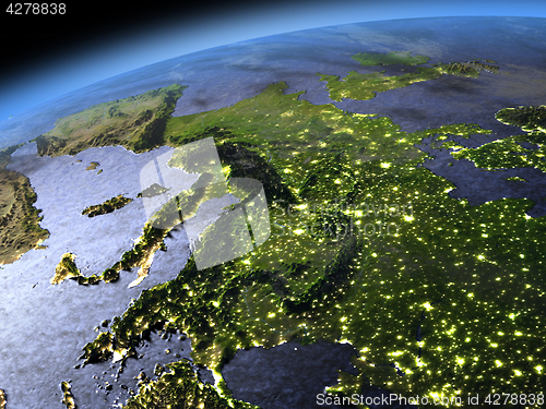 Image of Evening above Europe from space