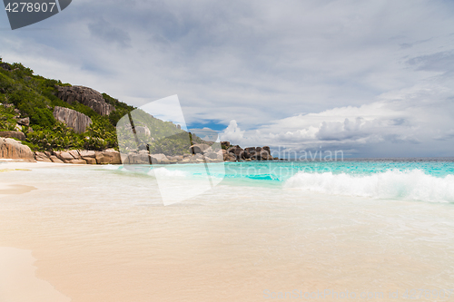 Image of island beach in indian ocean on seychelles