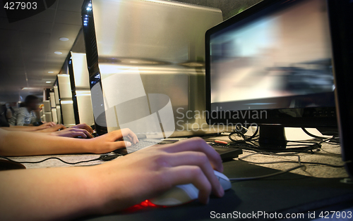 Image of Computer Gaming at internet cafe