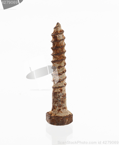 Image of Rusted old screw isolated