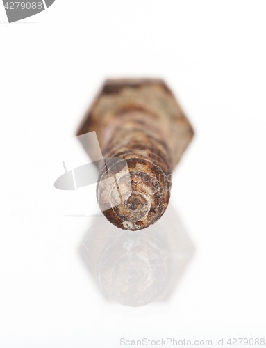 Image of Rusted old screw isolated