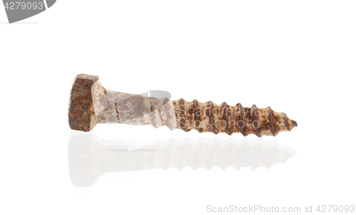 Image of Rusted old screw isolated