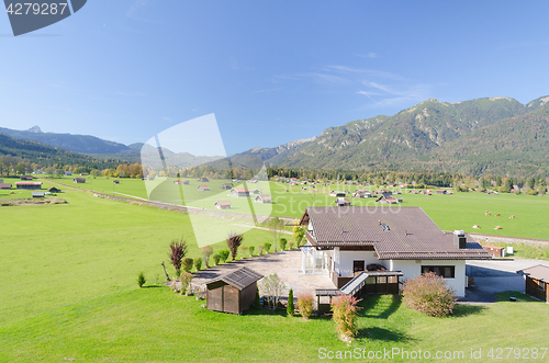 Image of View of Alpine highland pasture