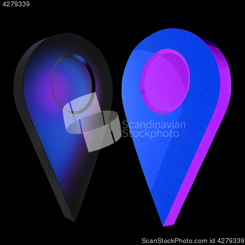 Image of Realistic 3d pointer of map. 3d illustration