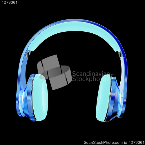 Image of Golden headphones. 3d illustration