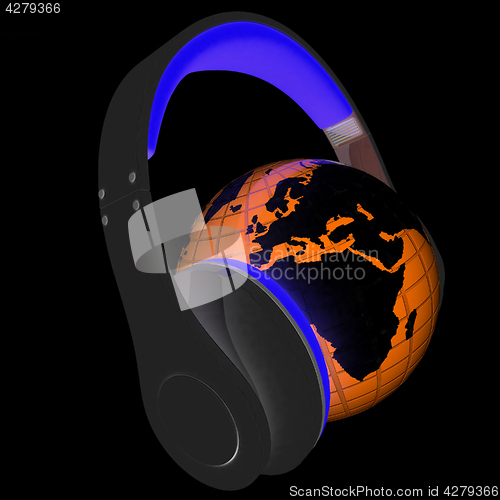Image of Abstract symbol music and earth. 3d illustration