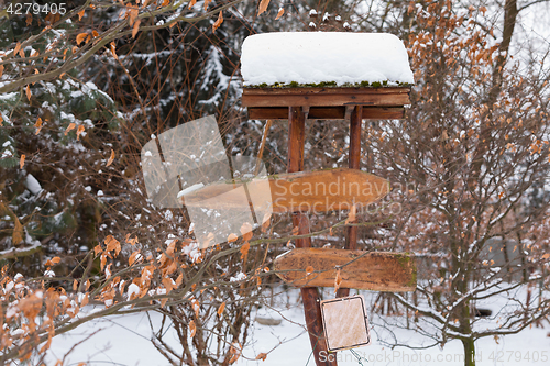 Image of signpost in winter garden