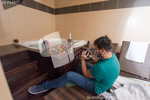 Image of man relaxing in the jacuzzi