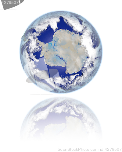 Image of Antarctica on globe