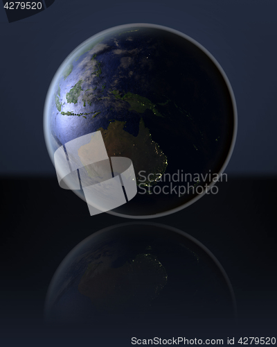 Image of Australia  on dark globe